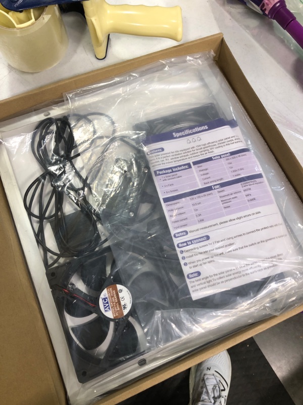 Photo 1 of Solar Powered Waterproof Fan Kit, 15W High Speed Exhaust Fan Solar Panel with 2 Pcs High Speed Exhaust Fan, DIY Cooling Ventilation Project for Chicken Coop, Greenhouse, Dog House, Shed, Gable, Attic