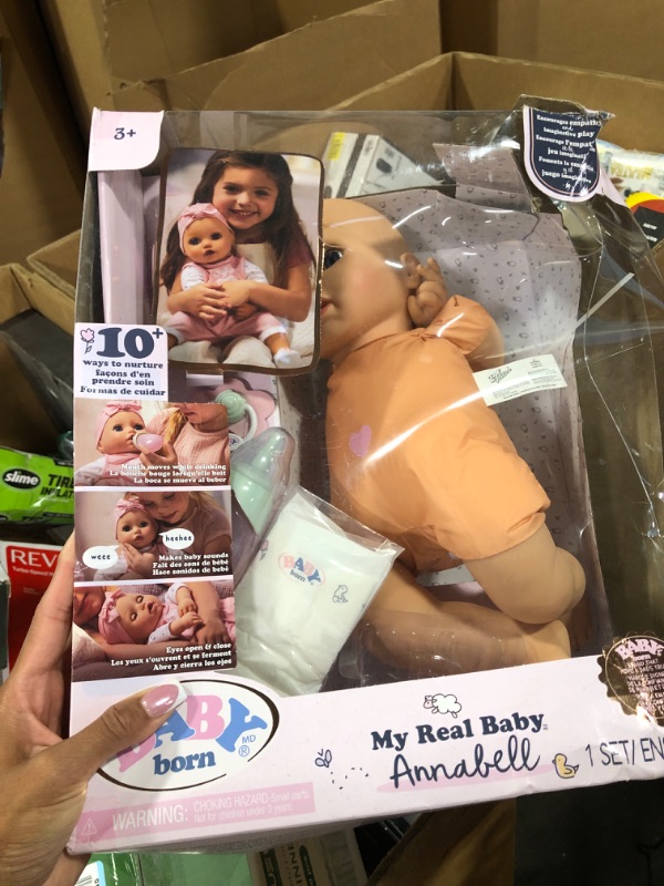 Photo 2 of Baby Born My Real Baby Doll Annabell - Blue Eyes: Realistic Soft-Bodied Baby Doll Ages 3 & Up, Sound Effects, Drinks & Wets, Mouth Moves, Cries Real Tears, Eyes Open & Close, Pacifier