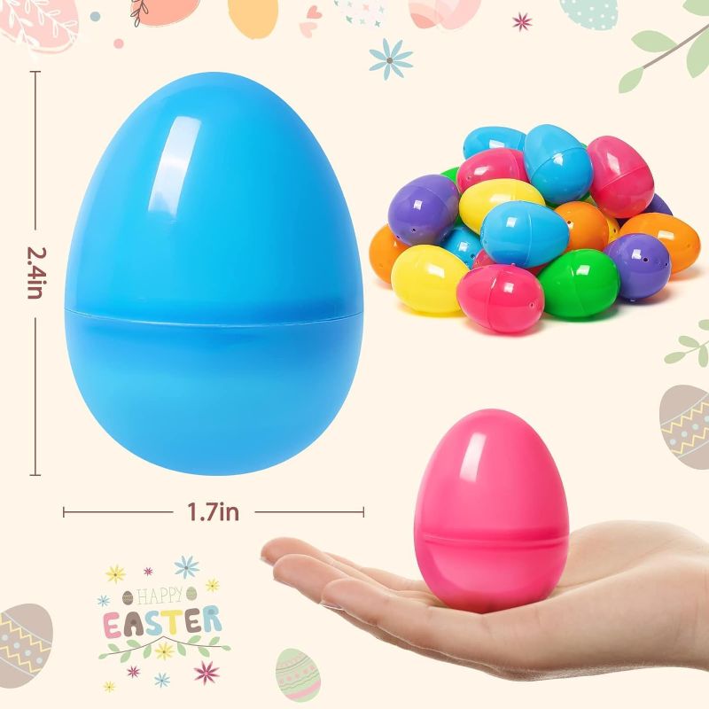 Photo 1 of 2.4" Plastic Easter Eggs Bulk, Empty Easter Eggs in 8 Colors, Fillable Colorful Easter Eggs with Hinge, Perfect for Easter Hunt, Basket Stuffers Fillers and Easter Theme Party Favors