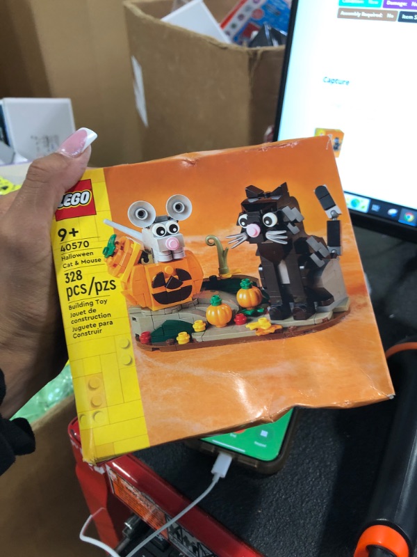 Photo 2 of LEGO Halloween Cat & Mouse 40570 Building Kit, Whimsical Halloween Décor with Adorable Cat, Mouse, and Pumpkin Toys, Halloween Toy