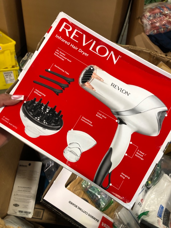 Photo 1 of ** NOT FUNCTIONAL*** SELLING AS PARTS****REVLON Infrared Hair Dryer | 1875 Watts of Maximum Shine, Softness and Control, (White) 1.0 Infrared (White)