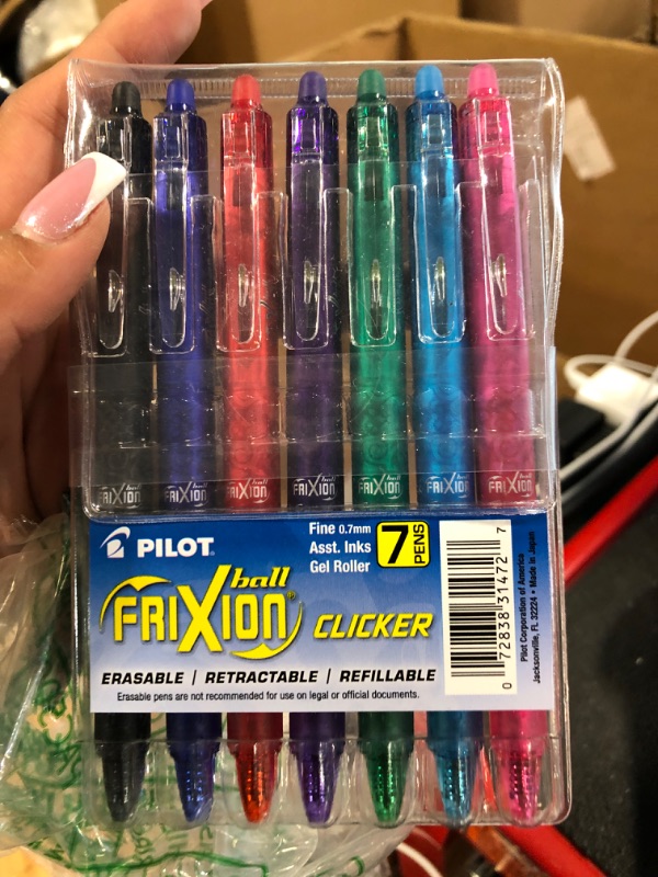 Photo 2 of Pilot FriXion Ball Clicker Erasable Gel Pens, Fine Point, Assorted Ink, 7/Pack (31472)Pilot FriXion Ball Clicker Erasable Gel Pens, Fine Point, Assorted Ink, 7/Pack (31472)