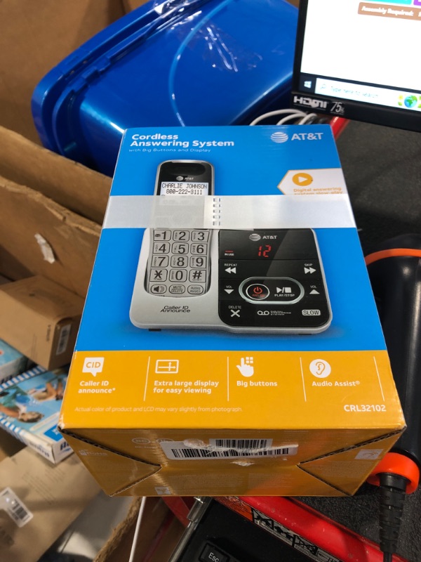 Photo 1 of AT&T BL102 DECT 6.0 Cordless Phone for Home with Answering Machine, Call Blocking, Caller ID Announcer, Audio Assist, Intercom, and Unsurpassed Range, Silver/Black
