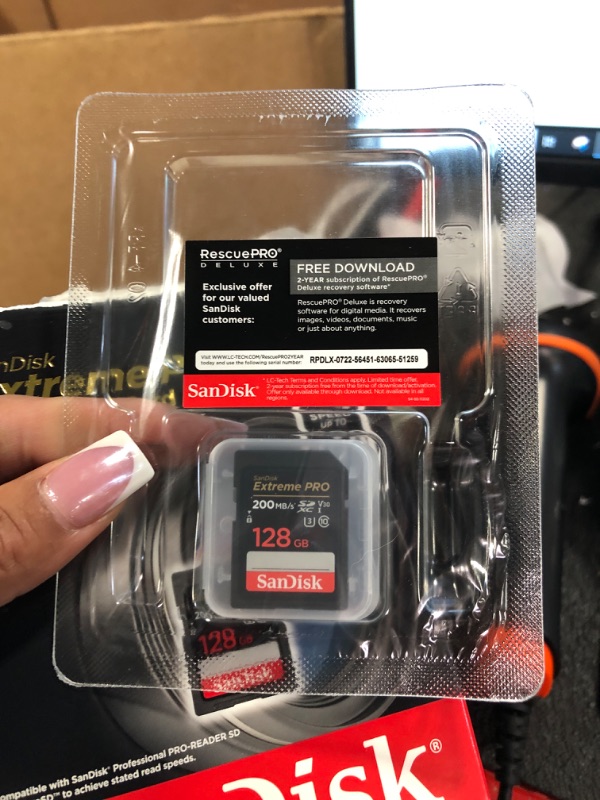 Photo 2 of SanDisk 128GB Extreme PRO SDXC UHS-I Memory Card - C10, U3, V30, 4K UHD, SD Card - SDSDXXD-128G-GN4IN 128GB Memory Card Only