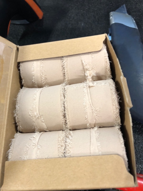 Photo 1 of Chiffon Ribbon, 6 Rolls Natural Handmade Fringe Chiffon Silk Ribbons, 1.5" x 7Yd Ribbon Set for Gift Wrapping, Wedding Invitations, Bouquet Wrap, Bridal Bouquets, DIY Crafts Natural 6 Rolls, 1.5*42YD