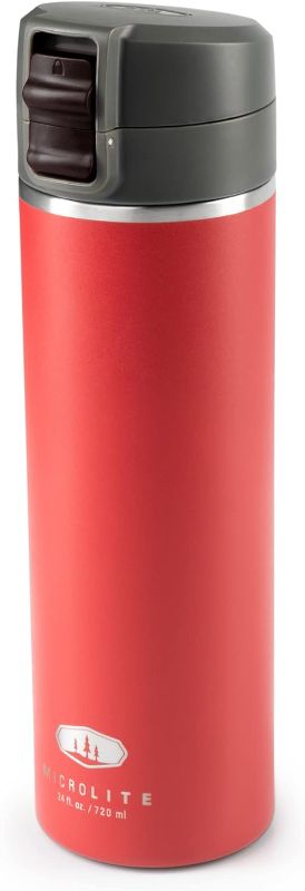 Photo 1 of ****USED*** GSI Outdoors, Microlite Water Bottle, Vacuum-Insulated Stainless Steel, for Camping, RED Dahlia, 24 Fluid Ounces
