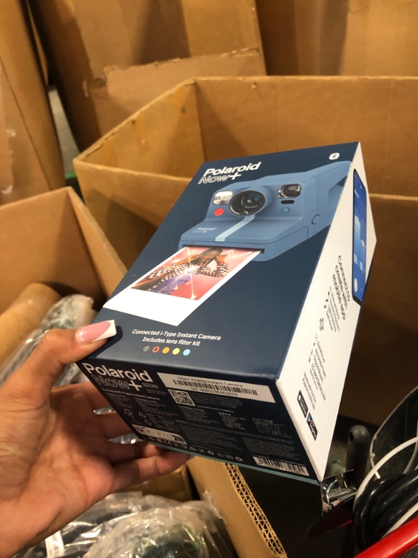 Photo 1 of Polaroid Now+ Blue Gray (9063) - Bluetooth Connected I-Type Instant Film Camera with Bonus Lens Filter Set & Bag - Blue Gray & for I-Type Double Pack, 16 Photos (6009) Blue Gray Filter Set + Camera Bag + Color Film