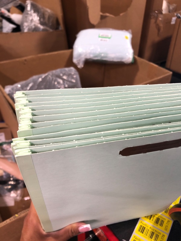 Photo 2 of Pendaflex Pressboard End-Tab Classification Folders, Letter Size, 2 Dividers, 2.5" Expansion, Light Green, Straight Cut Tabs, 10/BX (23224)