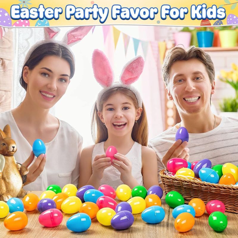 Photo 1 of 2.4" Plastic Easter Eggs Bulk, Empty Easter Eggs in 8 Colors, Fillable Colorful Easter Eggs with Hinge, Perfect for Easter Hunt, Basket Stuffers Fillers and Easter Theme Party Favors