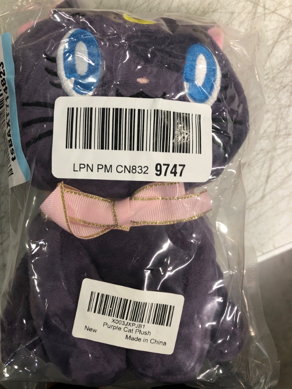 Photo 2 of Buxomigrl Luna Cat Plush Figure Moon Plushie Stuffed Animal Doll Toys,Purple Cat 9.8Inch/25cm Purple