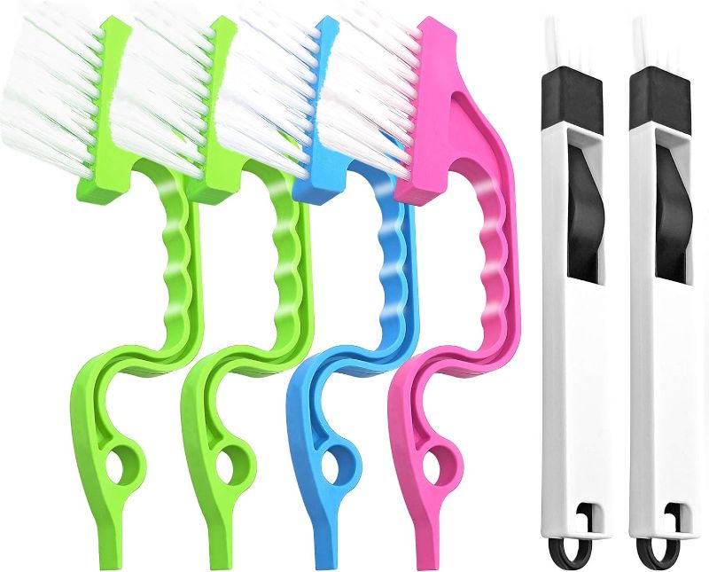 Photo 1 of Crevice Gap Cleaning Brush Tool, 6pcs Hand-held Groove Gap Cleaning Tools, 2 in 1 Dustpan Cleaning Brushes, Shutter Door Window Track Kitchen Cleaning Brushes Kit