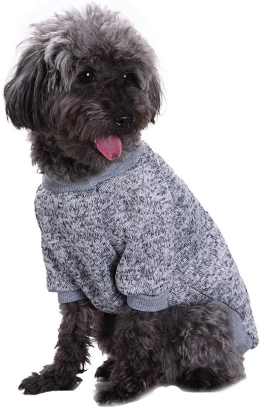 Photo 1 of ecikelon Pet Dog Clothes Dog Sweater Soft Thickening Warm Pup Dogs Shirt Winter Puppy Sweater for Dogs (Grey, M)