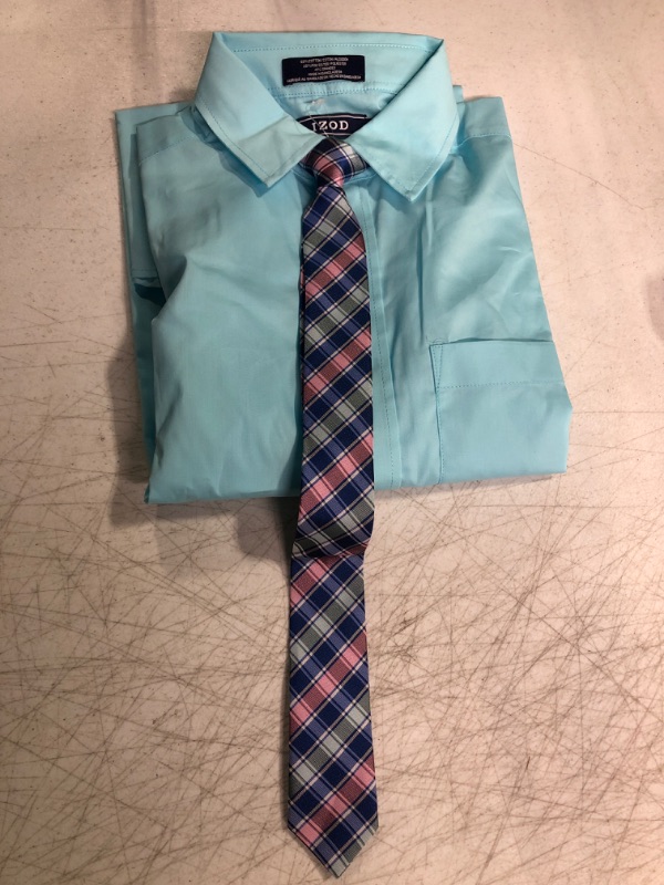 Photo 1 of IZOD Boys' Little Long Sleeve Button-Down Collared Dress Shirt with Tie and Chest Pocket 16''