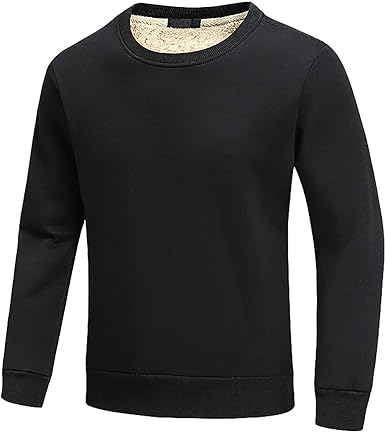 Photo 1 of FASKUNOIE Men's Fleece Sweatshirts Warm Sherpa Lined Heavy Thicken Underwear Winter Crewneck Pullover Tops Shirt EXTRA SMALL