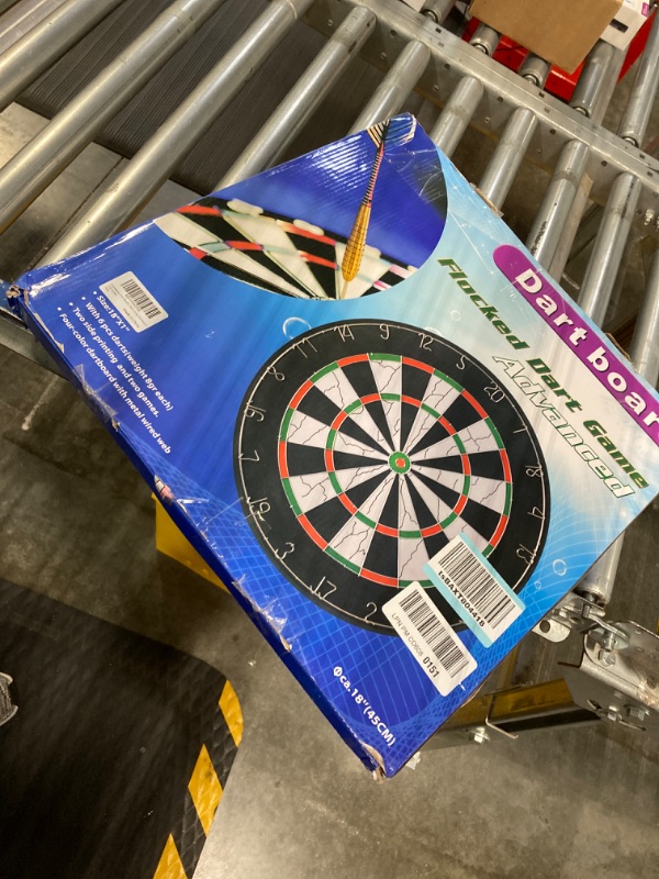 Photo 2 of HoveBeaty Dart Board, Dart Game Set with 6 Metal Darts and Double-Sided Flocking Dartboard (18 Inches)