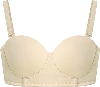 Photo 1 of HSIA Strapless Bras for Women Push Up, Underwire Bra for Big Busted, Supportive Lift Balconette Padded T-Shirt Bras 38H Beige 