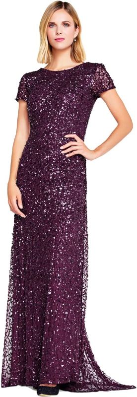 Photo 1 of Adrianna Papell Women's Short-Sleeve All Over Sequin Gown
