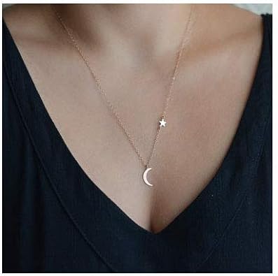 Photo 1 of Moon Pendant Necklace Dainty Star Necklace Chain Gold Necklace Jewelry Necklace for Women and Teen Girls
