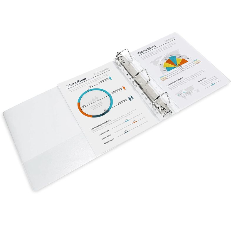Photo 1 of Amazon Basics Economy 3 Ring Binder, Showcase View Binder with 3 Inch, D-Ring, 2-Pack, White
