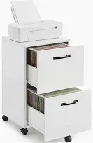 Photo 1 of VASAGLE 2-Drawer File Cabinet, Filing Cabinet for Home Office, Small Rolling File Cabinet, Printer Stand, for A4, Letter-Size Files, Hanging File Folders, Modern Style, UOFC040B02 White