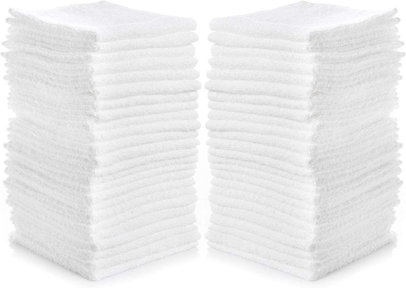 Photo 1 of  Cotton Washcloths White, 40 Pack, Size: 12”x12”