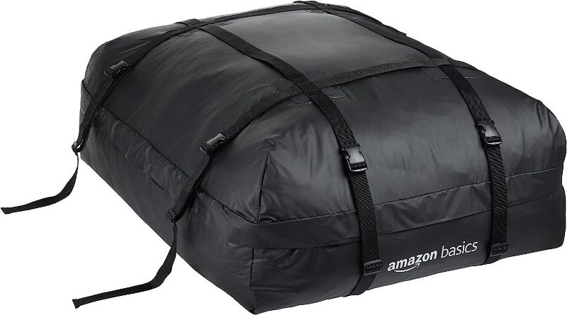 Photo 1 of Amazon Basics Waterproof Rooftop Cargo Carrier Bag,15 Cubic Feet, Black
