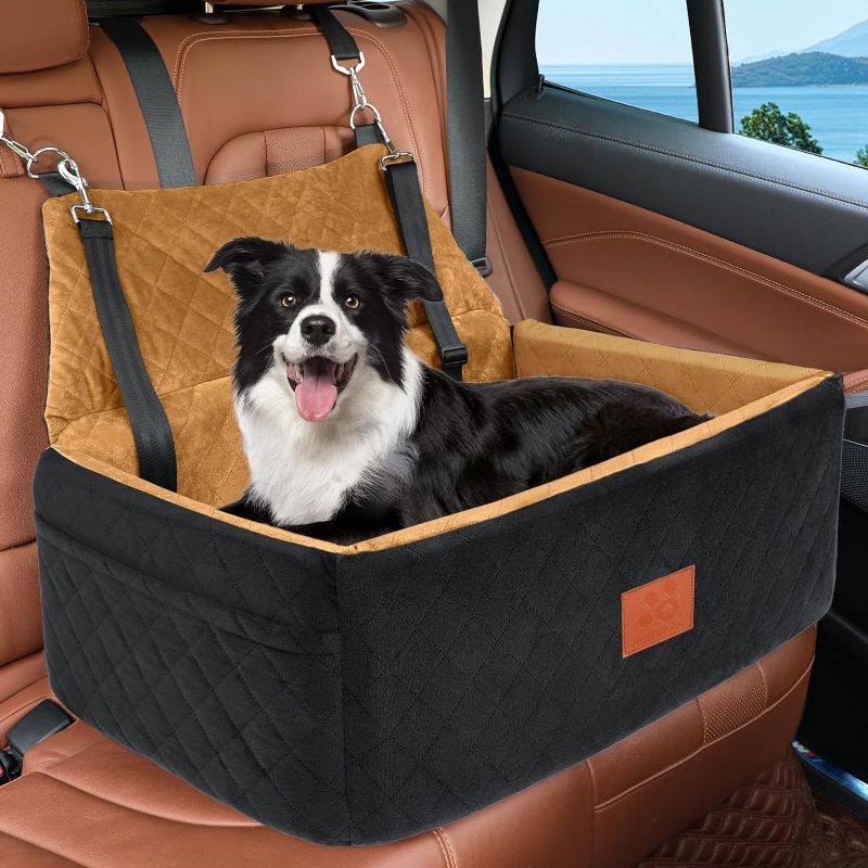 Photo 1 of Dog Car Seat for Large Medium Dog,Washable Pet Car Seat for Dogs Under 55 lbs or 2 Small Dogs,Multi-Functional Dog Booster Seat with Thick Cushion,2 Safety Leashes Dog Sofa Cushion & Travel Dog Bed
