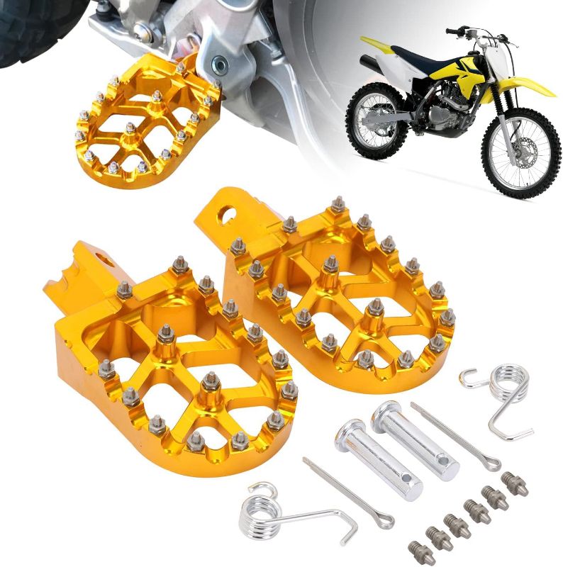 Photo 1 of ***SIMILAR***Foot Pegs Motorcycle Universal CNC Footpeg Footrest For CRF XR 50 70 110 M2R SDG DHZ KAYO Pit Bike - Gold
