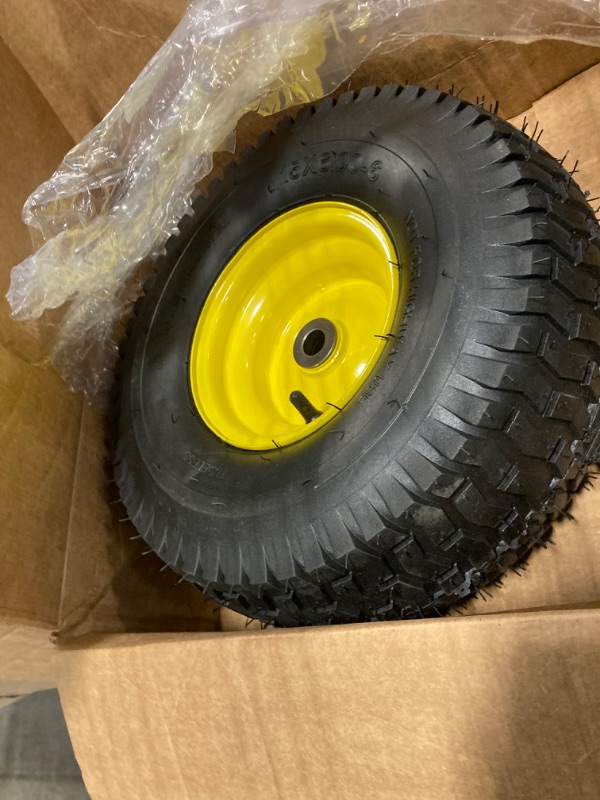 Photo 3 of 15x6.00-6 Lawn Mower Tires with Wheel,Front Tire Assembly Replacement for John Deere,Craftsman,Cub Cadet and More Lawn &Garden Riding Mower,4 Ply Tubeless,570lbs Capacity,3" Offset Hub