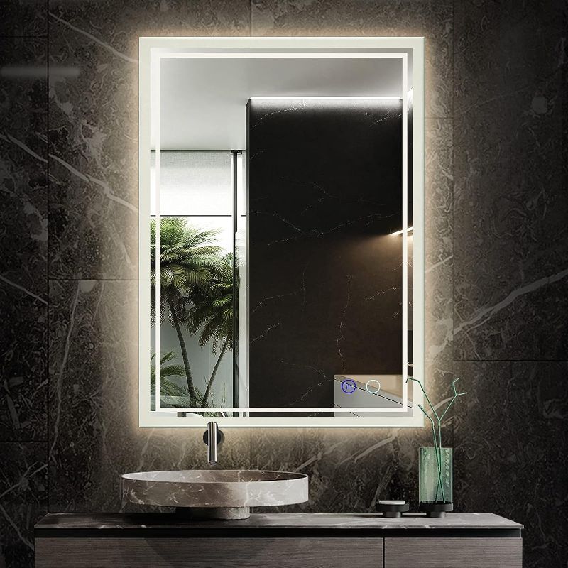 Photo 1 of 24 x 32 LED Bathroom Mirror,24x32 Led Mirror for Bathroom,32" x 24" Bathroom Mirror with Lights,Anti-Fog,Dimmable,CRI90+,Touch Button,Water Proof,Horizontal/Vertical?Backlit Mirror