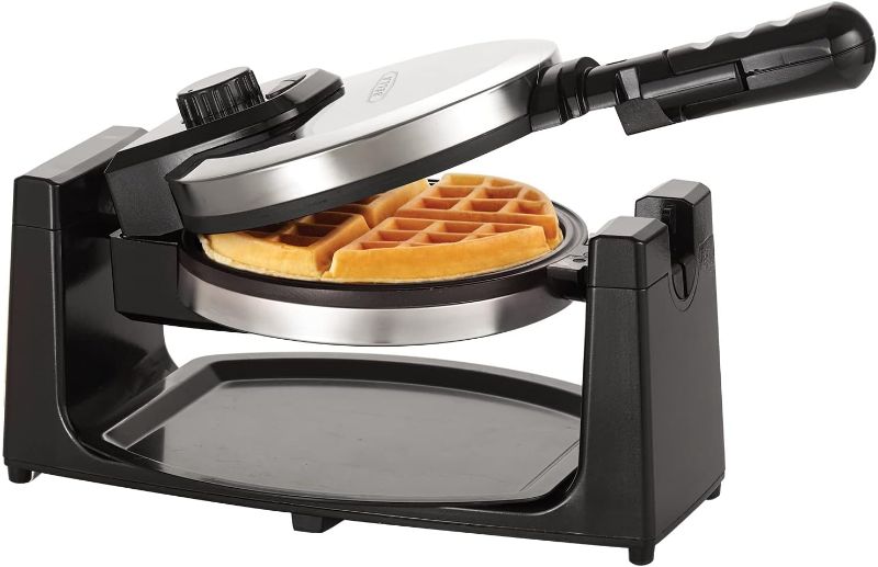 Photo 1 of *** NOT FUNCTIONAL**** SELLING AS PARTS*****BELLA Classic Rotating Belgian Waffle Maker with Nonstick Plates, Removable Drip Tray, Adjustable Browning Control and Cool Touch Handles, Stainless Steel, 13991