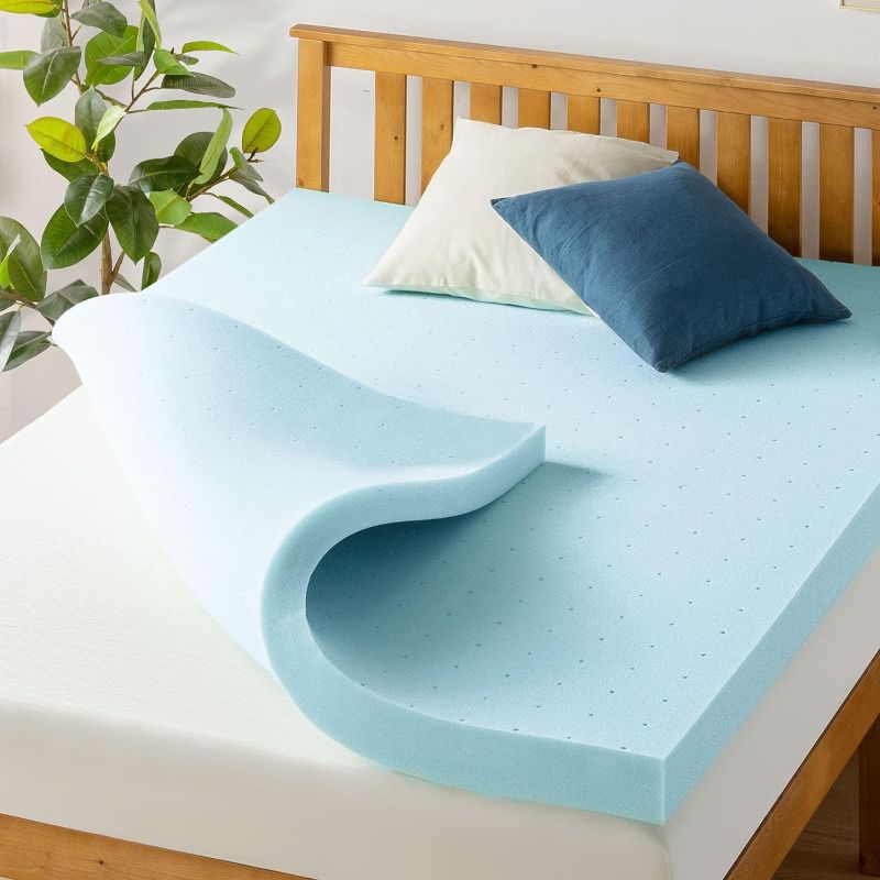 Photo 1 of  Mattress 4 Inch Ventilated Memory Foam Mattress Topper, Cooling Gel Infusion, CertiPUR-US Certified, King Blue