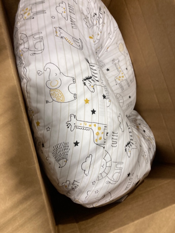 Photo 3 of Boppy Nursing Pillow and Positioner - Original, Notebook Black and White with Gold Animals, Breastfeeding, Bottle Feeding, Baby Support, with Removable Cotton Blend Cover, Awake-Time Support