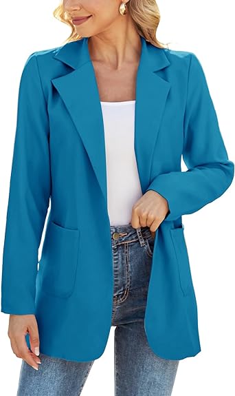 Photo 1 of Dazosue Women Open Front Blazers Long Sleeve Casual OL Office Slim Suit Jacket with Pockets Large