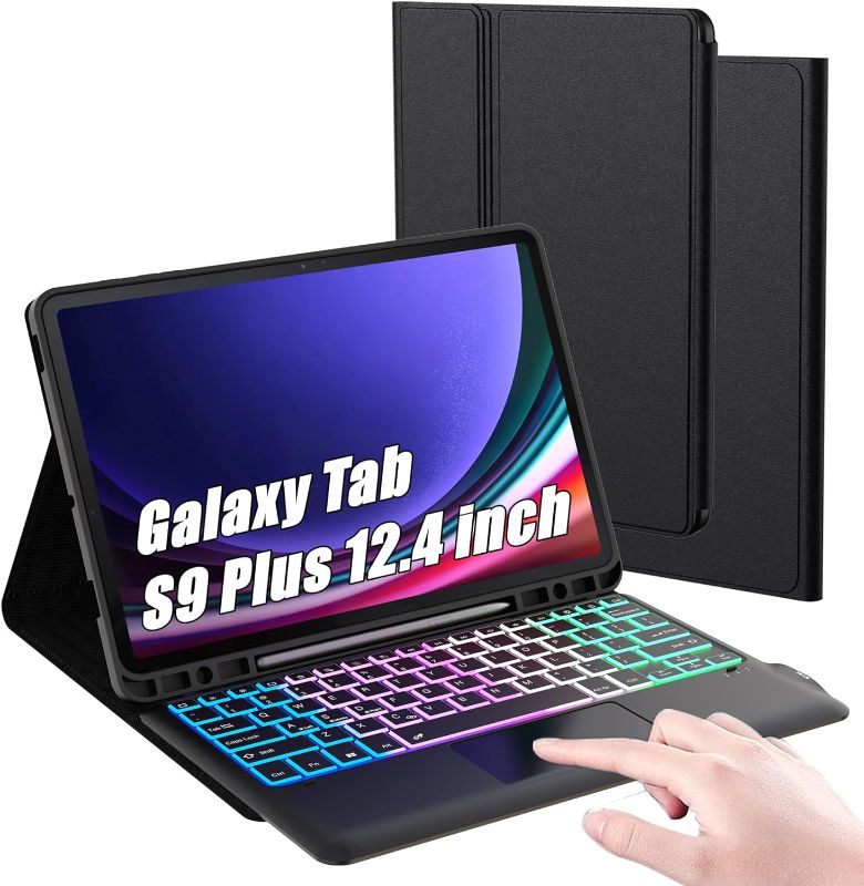 Photo 1 of HEAPAO Galaxy Tab S9+/S9 Plus 12.4 inch Case with Keyboard - DIY 3-Zone-7 Color Backlit Keyboard with Touchpad - Detachable Keyboard Cases for Samsung Galaxy Tab S9+/S9 Plus 12.4" 2023