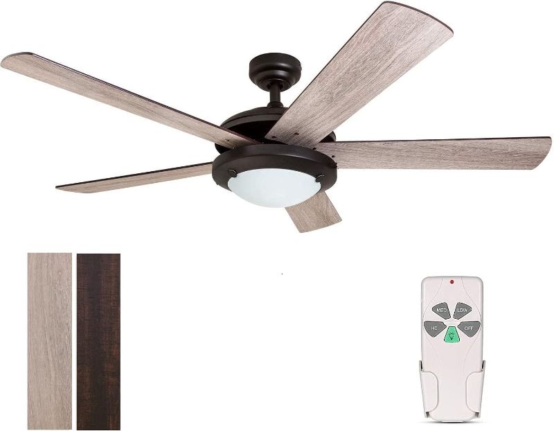 Photo 1 of ***different color***
HYATECH 52 Inch Modern Style Indoor Ceiling Fan with Dimmable Light Kit and Remote Control, Reversible Blades and Motor, ETL for Living room, Bedroom, Basement, Kitchen, Espresso
