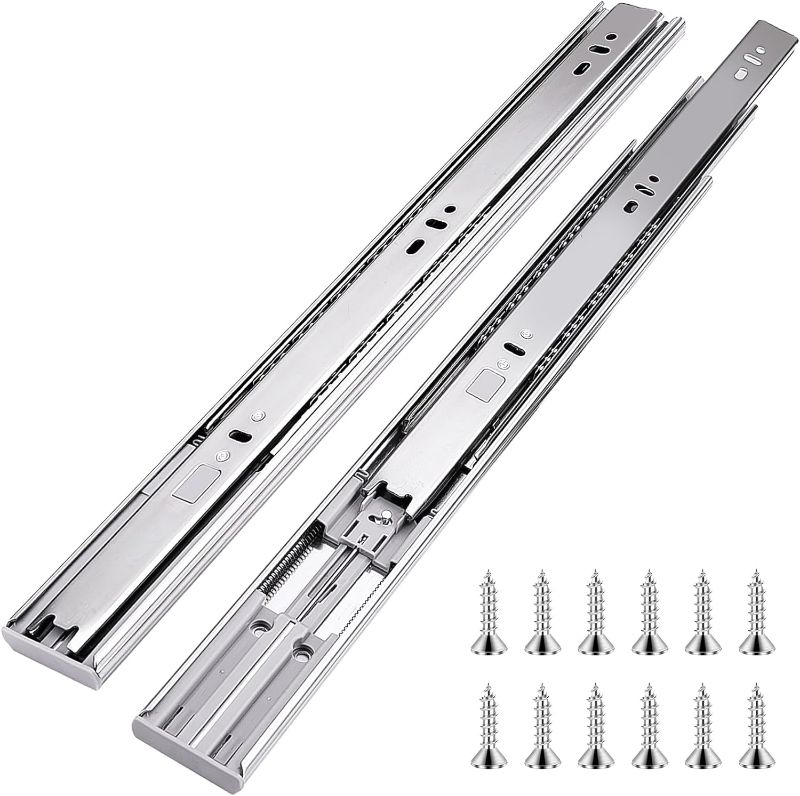 Photo 1 of  Drawer Slides 1 Pairs (2pcs) Soft Self Close Full Extension Ball Bearing Drawer Slides 3 fold Full Stretch Side Mount Drawer Slides 100 LB Capacity Drawer Slide