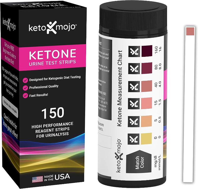 Photo 1 of 150 Ketone Test Strips with Free Keto Guide eBook & Free APP. Urine Test for Ketosis on Ketogenic & Low-Carb Diets. Extra-Long Strips.
