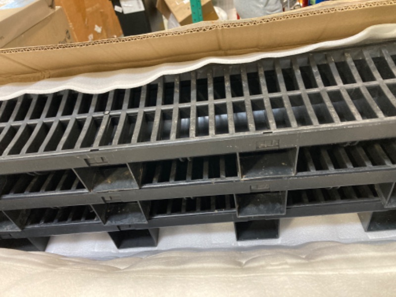 Photo 2 of VEVOR Trench Drain System, Channel Drain with Plastic Grate, 5.9x5.1-Inch HDPE Drainage Trench, Black Plastic Garage Floor Drain, 3x39 Trench Drain Grate, with 3 End Caps, for Garden, Driveway-3 Pack 3 Pack 39*5.9*5.1-Inch