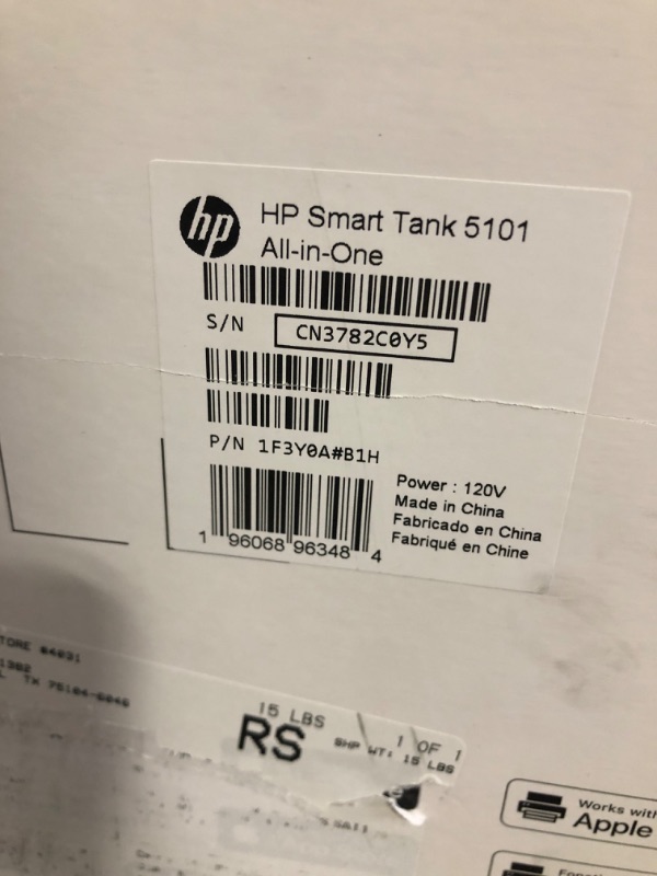 Photo 3 of HP Smart-Tank 5101 Wireless All-in-One Ink-Tank Printer with up to 2 Years of Ink Included (1F3Y0A),White