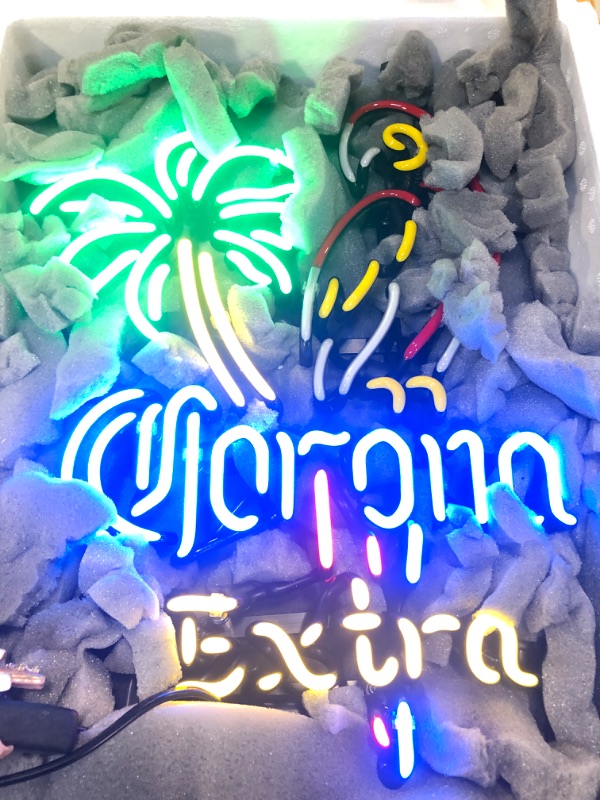 Photo 2 of Eletina New 20"x16" CORONAS PARROT EXTRA PALM TREE Neon Sign Man Cave Signs Sports Bar Pub Beer Neon Lights Lamp Glass Neon Light KC08,Multi-colored,HHEE-002