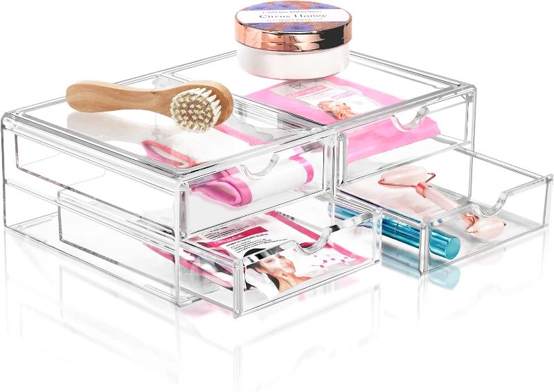 Photo 1 of ***not exact***
STORi Chloe 4 Drawer Clear Makeup Organizer | Sort Cosmetics and Beauty Supplies | Set Includes Two Stackable Double Drawer Units | Made in USA