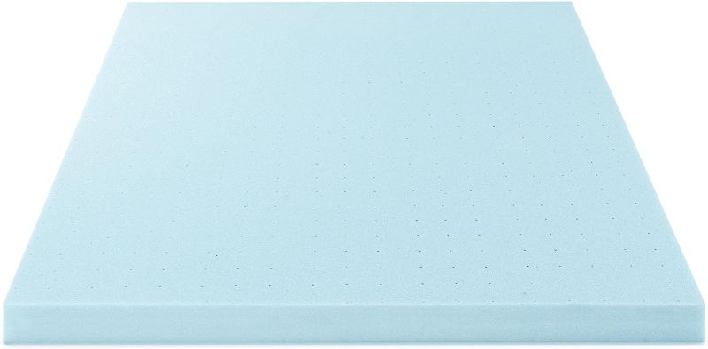 Photo 1 of  Mattress 4 Inch Ventilated Memory Foam Mattress Topper, Cooling Gel Infusion, CertiPUR-US Certified, Short Queen Light Blue ****USED****NEED TO BE CLEANED***** 
