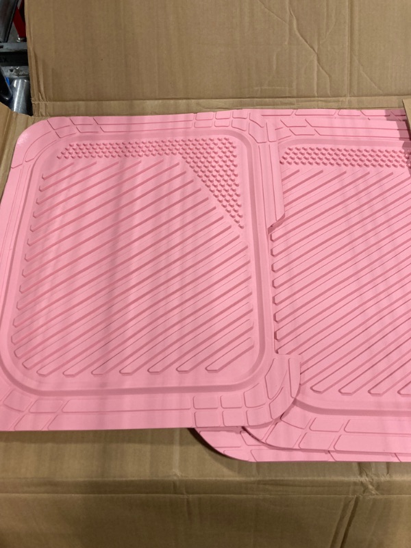 Photo 3 of CAR PASS Heavy Duty Rubber Floor Mats Pink 4-Piece Car Mat Set - Universal Waterproof Floor Mats for Car SUV Truck, Durable All-Weather Mats(All Pink)