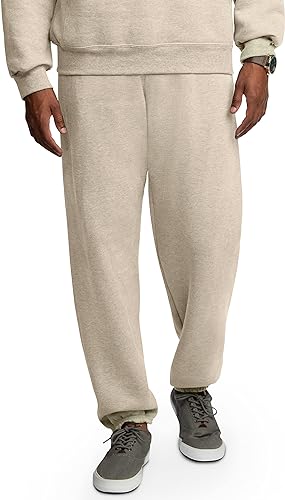 Photo 1 of Fruit of the Loom Eversoft Fleece Elastic Bottom Sweatpants with Pockets, Relaxed Fit, Moisture Wicking, Breathable Medium Khaki Heather