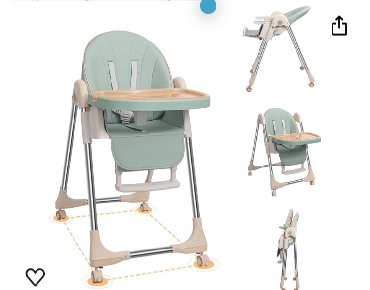 Photo 1 of Baby High Chairs for Babies and Toddlers with Adjustable Backrest/Footrest/Seat Height,Foldable High Chair with 4 Wheels, Toddler High Chair with Double Removable Tray, Baby Feeding Chair Bearing 50KG