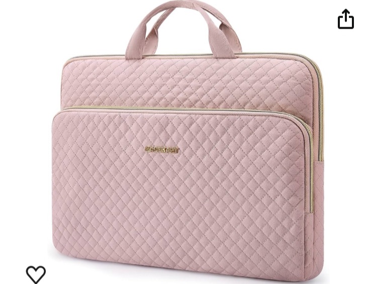 Photo 1 of BAGSMART Laptop Sleeve Carrying Case for 13-13.3 inch Notebooks - Compatible with MacBook Pro 14 Inch and MacBook Air - Protective Bag with Pocket, Handles, Pink