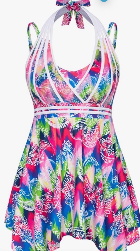 Photo 1 of Hanna Nikole Womens Halter Swimdress Two Piece Tankini Swimsuits for Women Plus Size