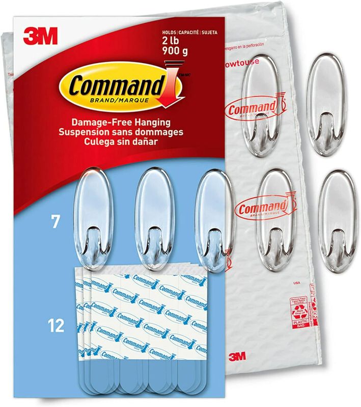 Photo 1 of **PARTIAL SET** Command CL091-7NA Clear Medium Hooks, 7 Count 7 Hooks