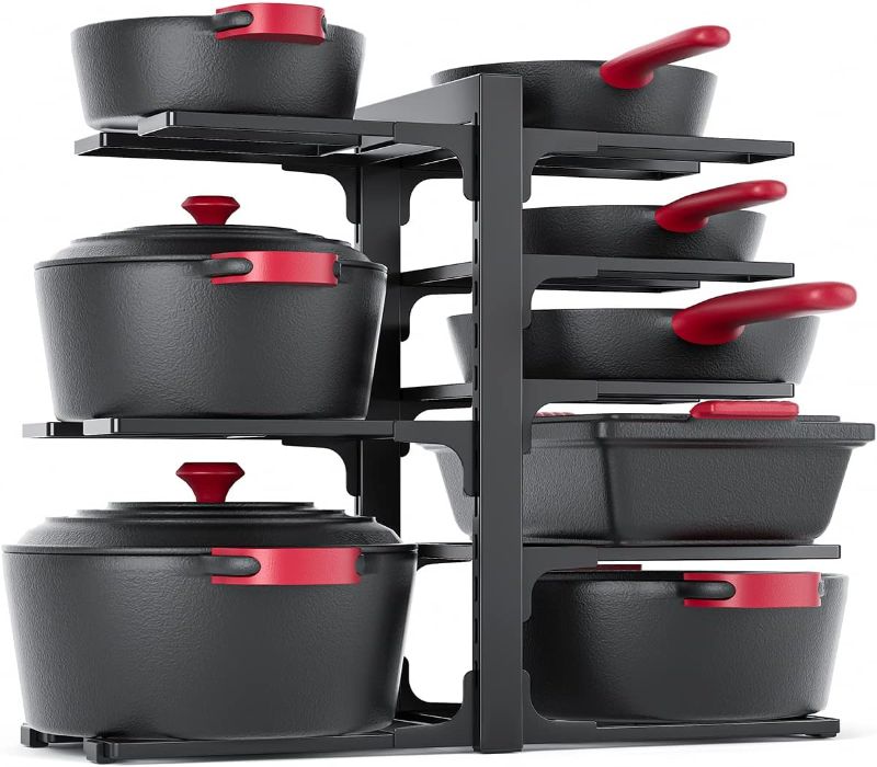 Photo 1 of **** MAJOR DAMAGED******8-Tier Heavy Duty Adjustable Pan Organizer Rack for Kitchen Cabinet Storage and Organization ***stock photo similar item***